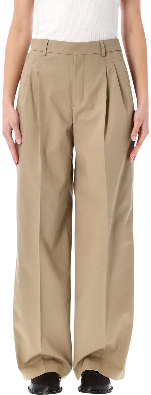 AMI Paris Ami Paris low waist wide leg cotton trousers Beige