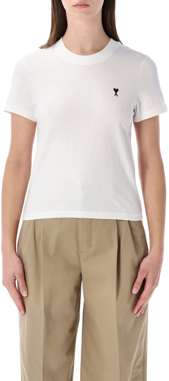AMI Paris Tshirt Small Logo Bianco Wit