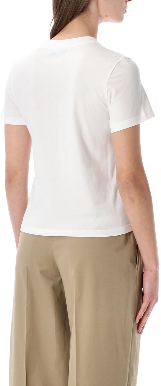AMI Paris Tshirt Small Logo Bianco Wit