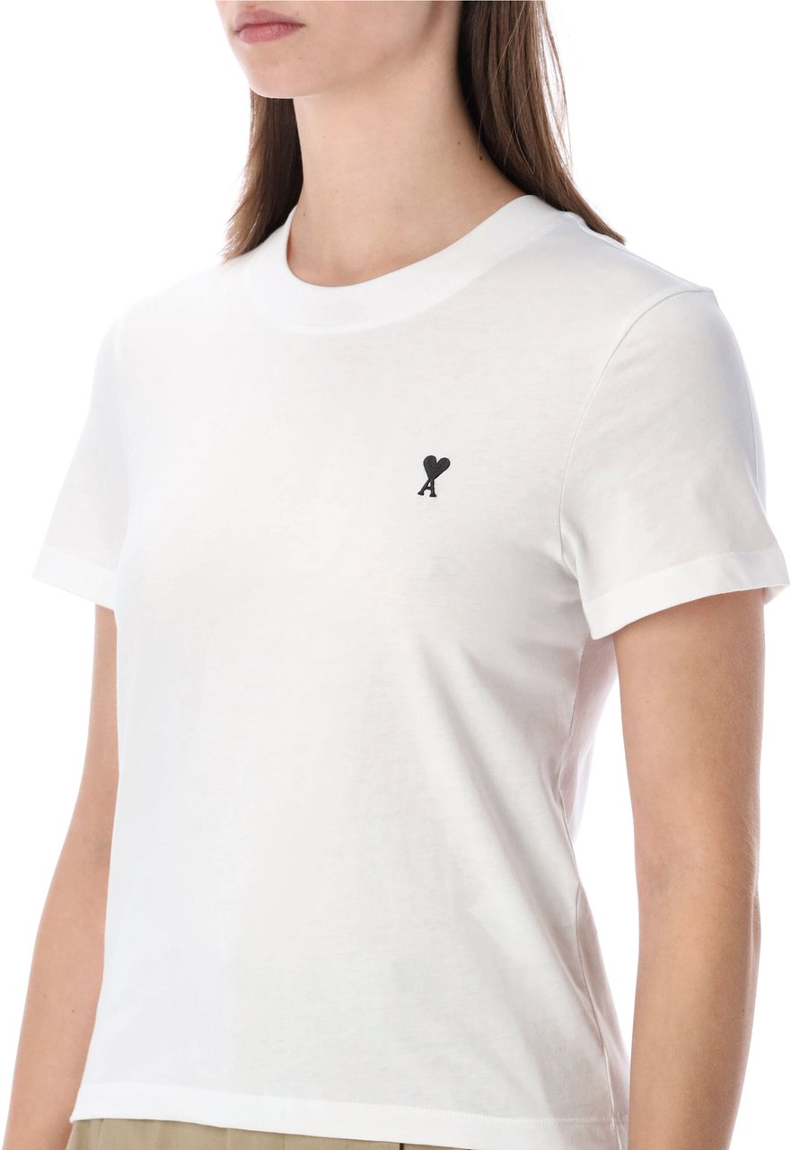 AMI Paris Tshirt Small Logo Bianco Wit