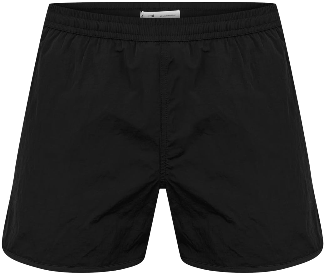 AMI Paris De Coeur Logo Plaque Swim Shorts Zwart