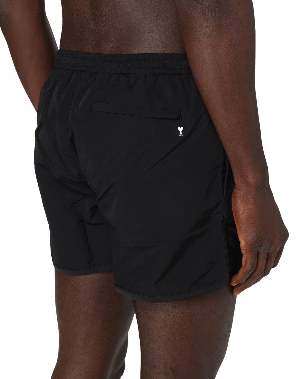 AMI Paris De Coeur Logo Plaque Swim Shorts Zwart