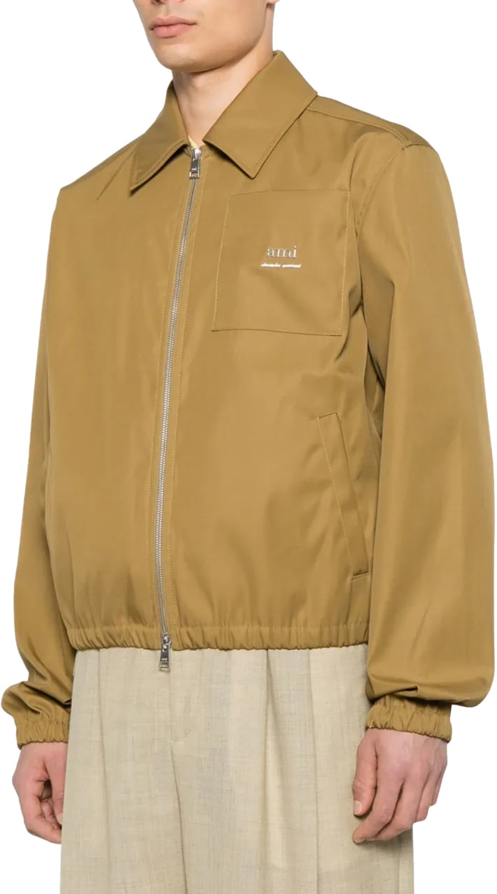 AMI Paris Logo Plaque Twill Bomber Jacket Bruin