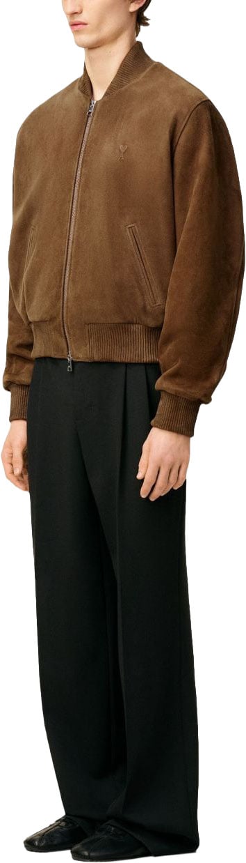 AMI Paris Suede-like Brown Casual Jacket Bruin