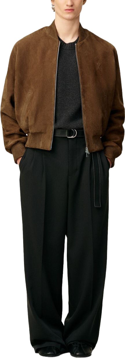 AMI Paris Suede-like Brown Casual Jacket Bruin