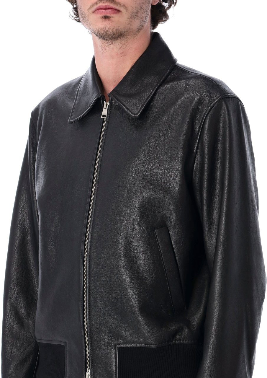 AMI Paris Leather Bomber Nero Zwart