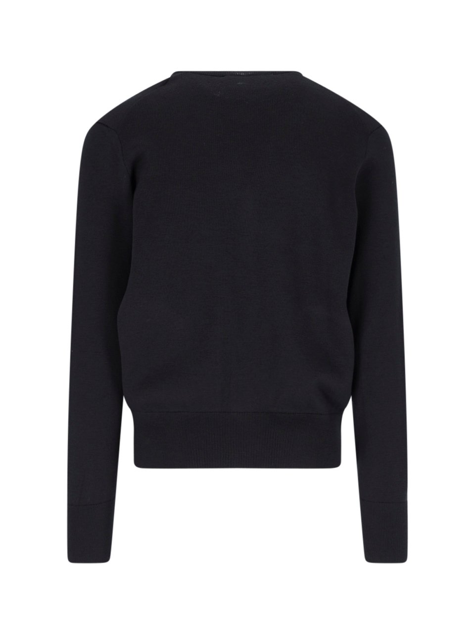 AMI Paris Cropped Black V-Neck Cardigan with Button-Down Front Zwart