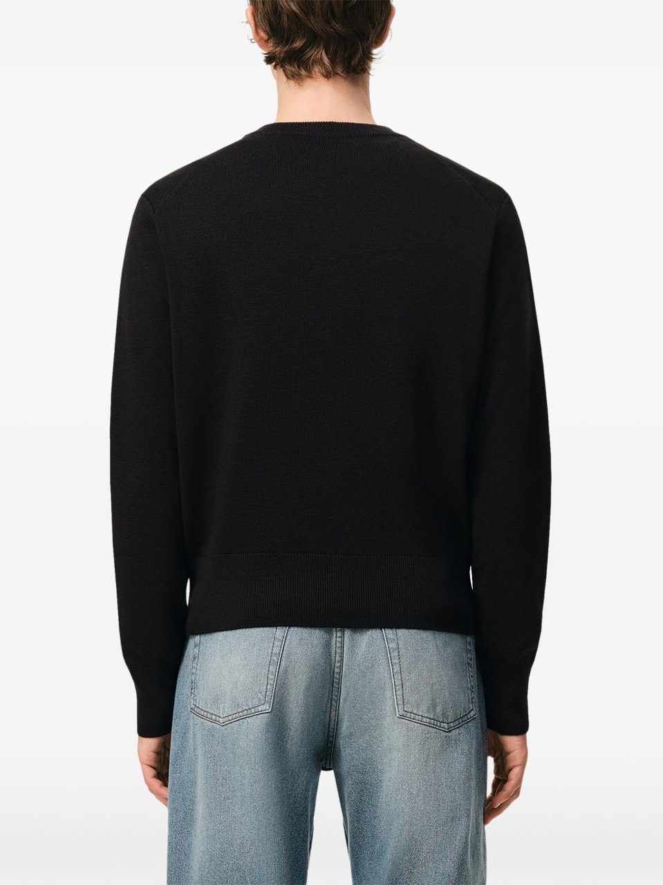 AMI Paris Cropped Black V-Neck Cardigan with Button-Down Front Zwart