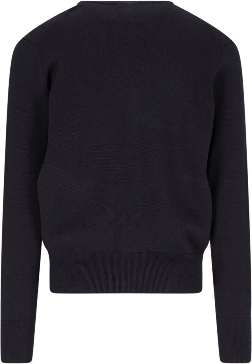 AMI Paris Black Ami de Coeur Wool Cardigan Zwart