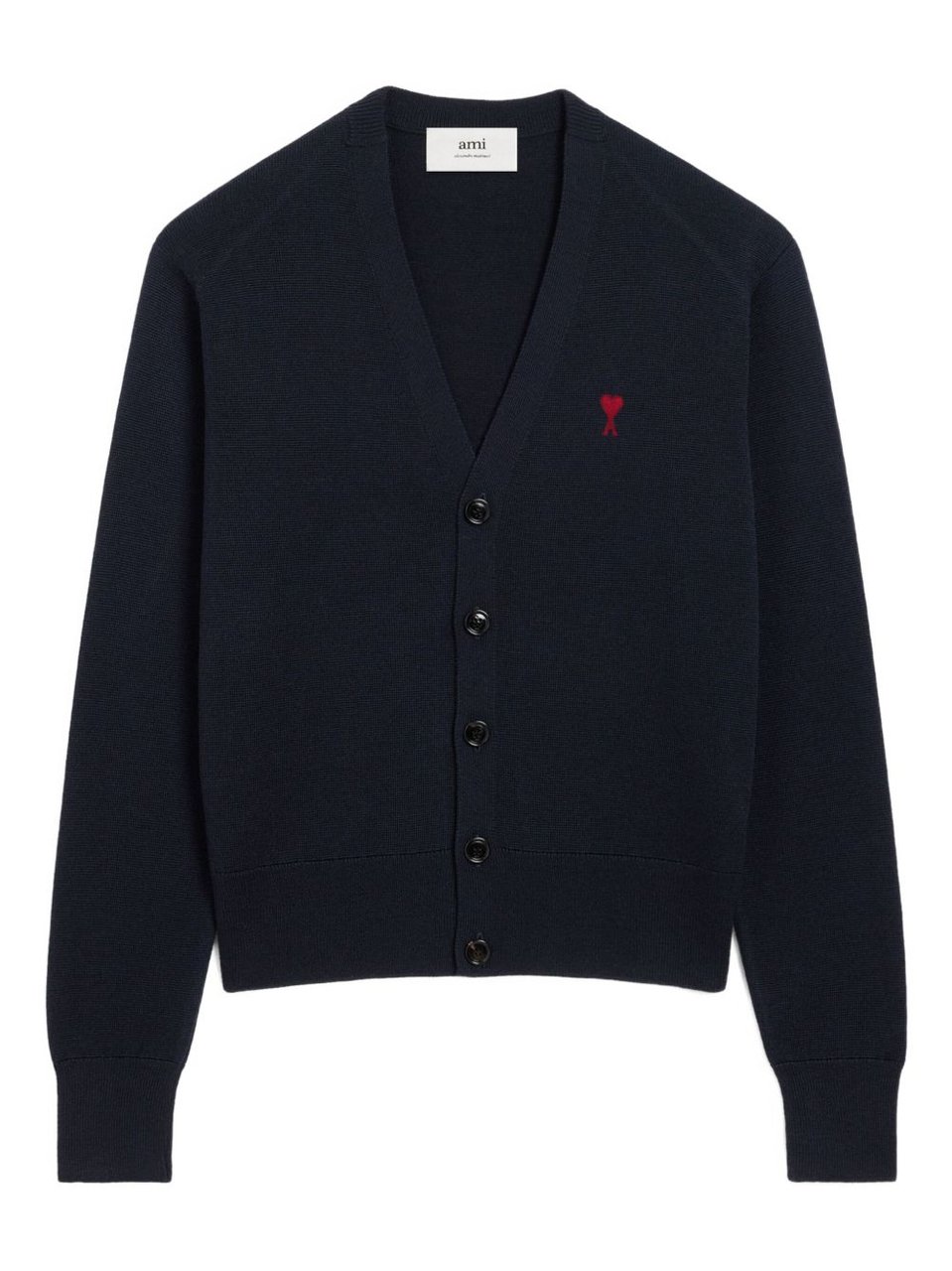 AMI Paris Blue Ami de Coeur V-Neck Cardigan Blauw
