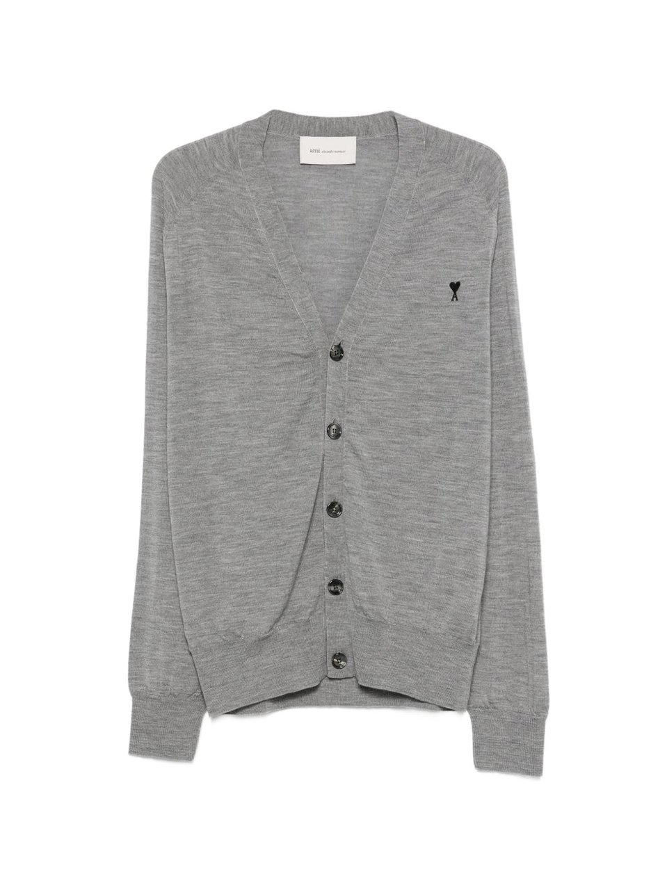 AMI Paris Grey V-Neck Button Cardigan Grijs
