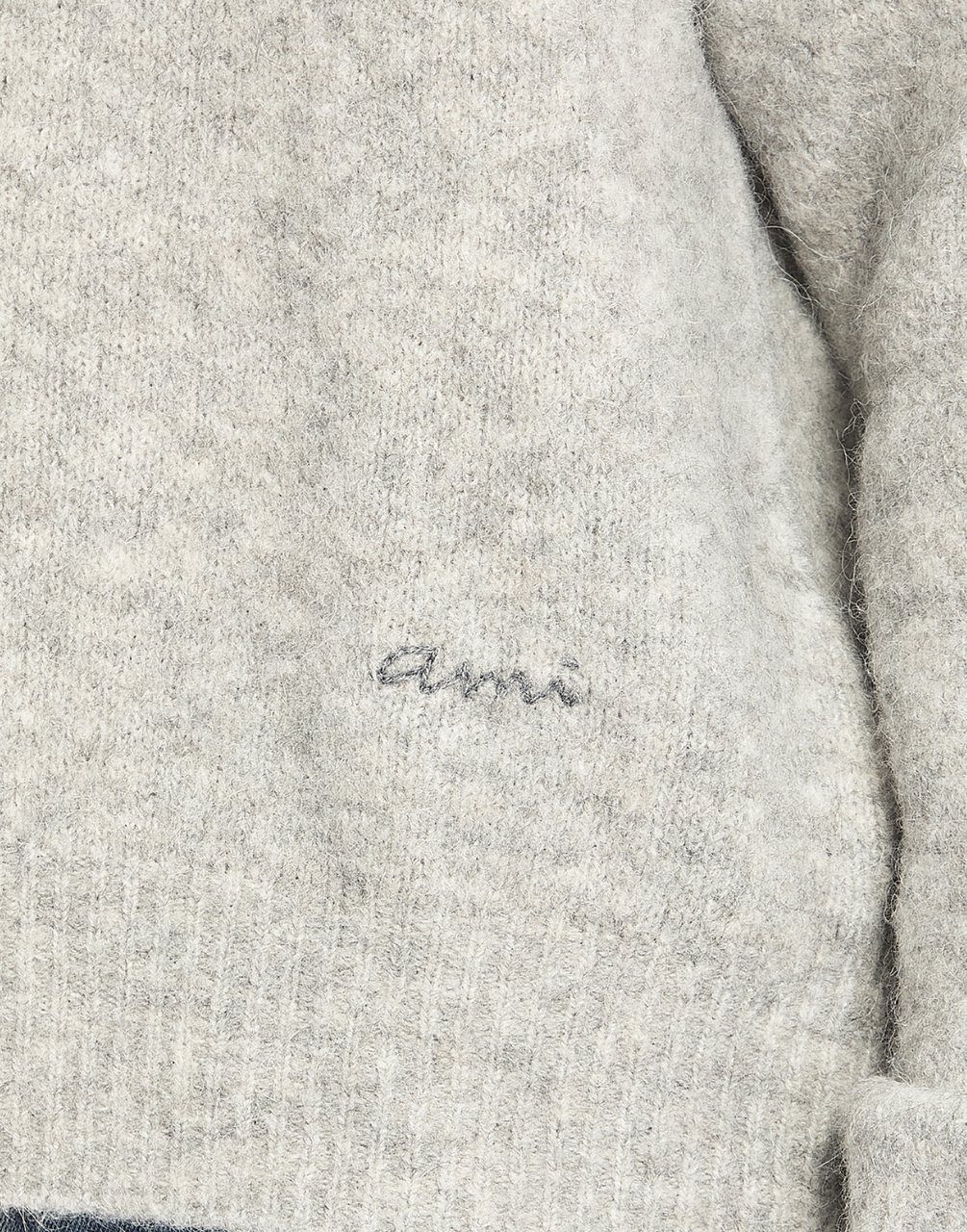 AMI Paris Embroidered Logo Alpaca Sweater Grijs
