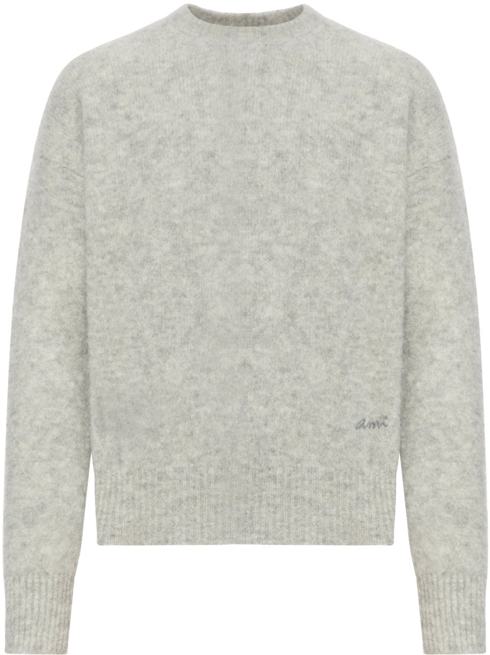 AMI Paris Embroidered Logo Alpaca Sweater Grijs