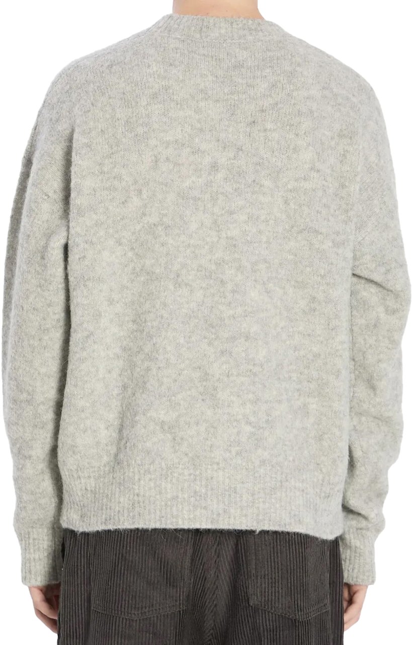 AMI Paris Embroidered Logo Alpaca Sweater Grijs