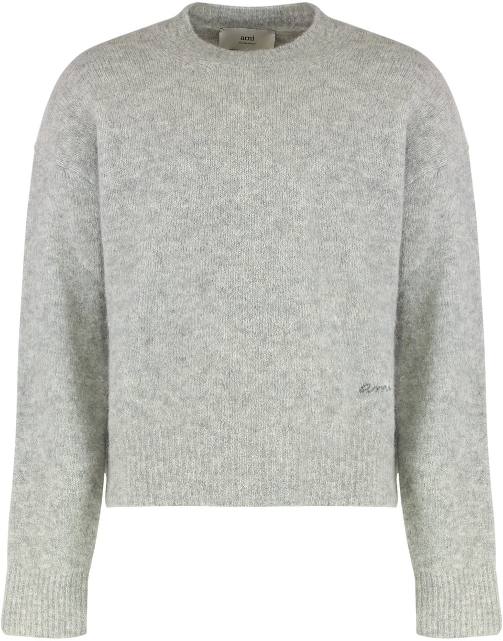 AMI Paris Sweater with round neck in mixed wool Grijs