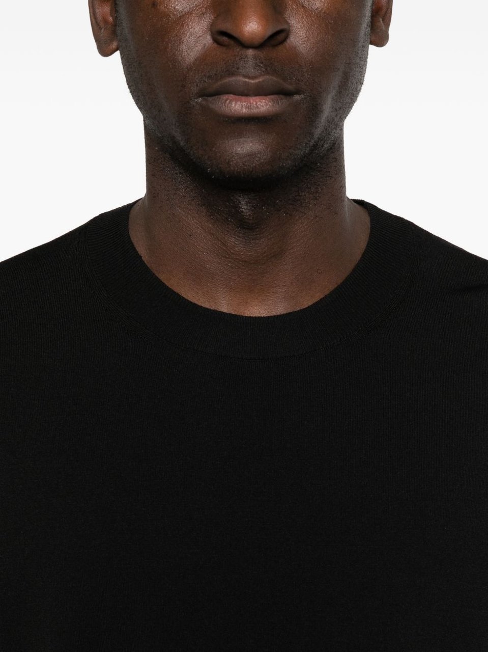 AMI Paris Black Knitted Crew Neck Short Sleeve T-Shirt Zwart