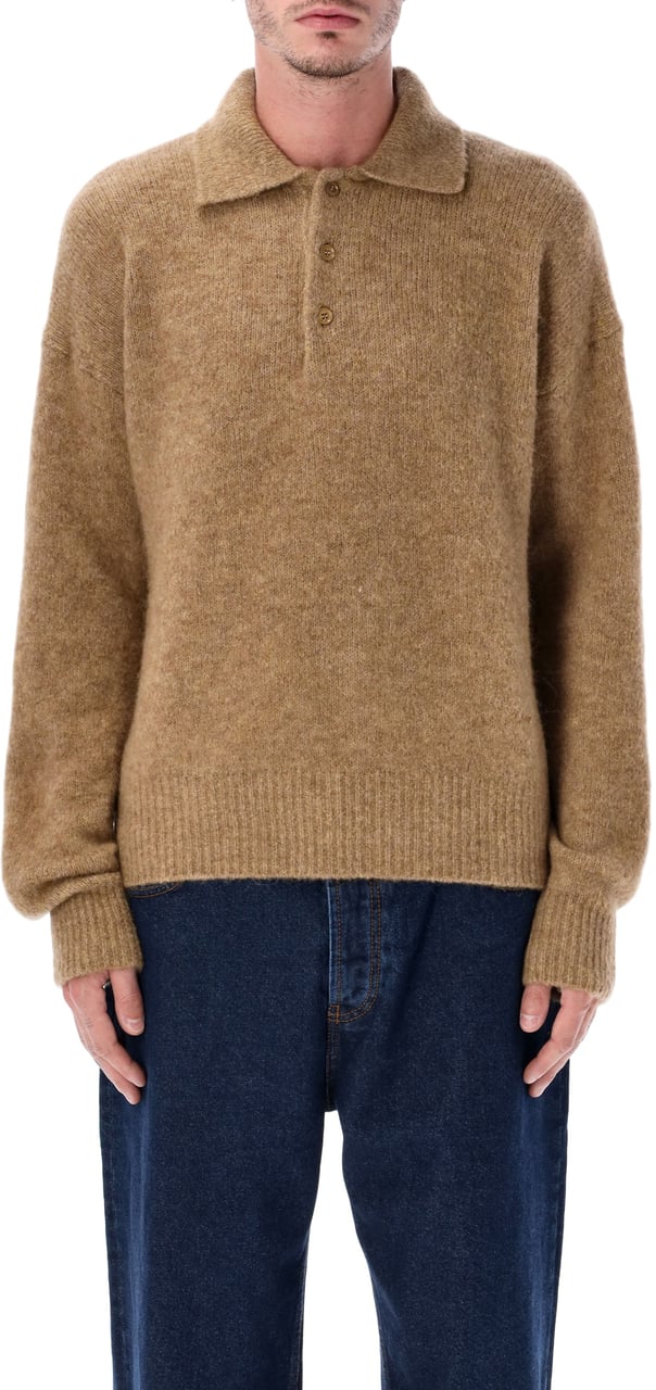 AMI Paris Alpaga Polo Marrone Bruin