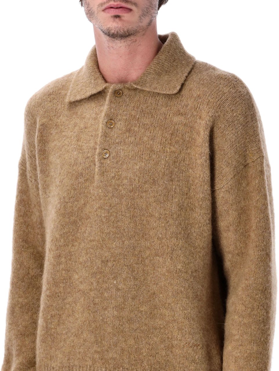 AMI Paris Alpaga Polo Marrone Bruin