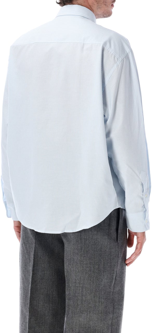 AMI Paris Adc Stripes Boxy Shirt White Light Blue Wit