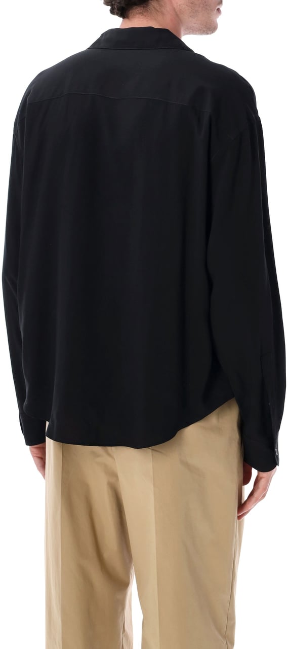 AMI Paris Silk L/S Shirt Nero Zwart