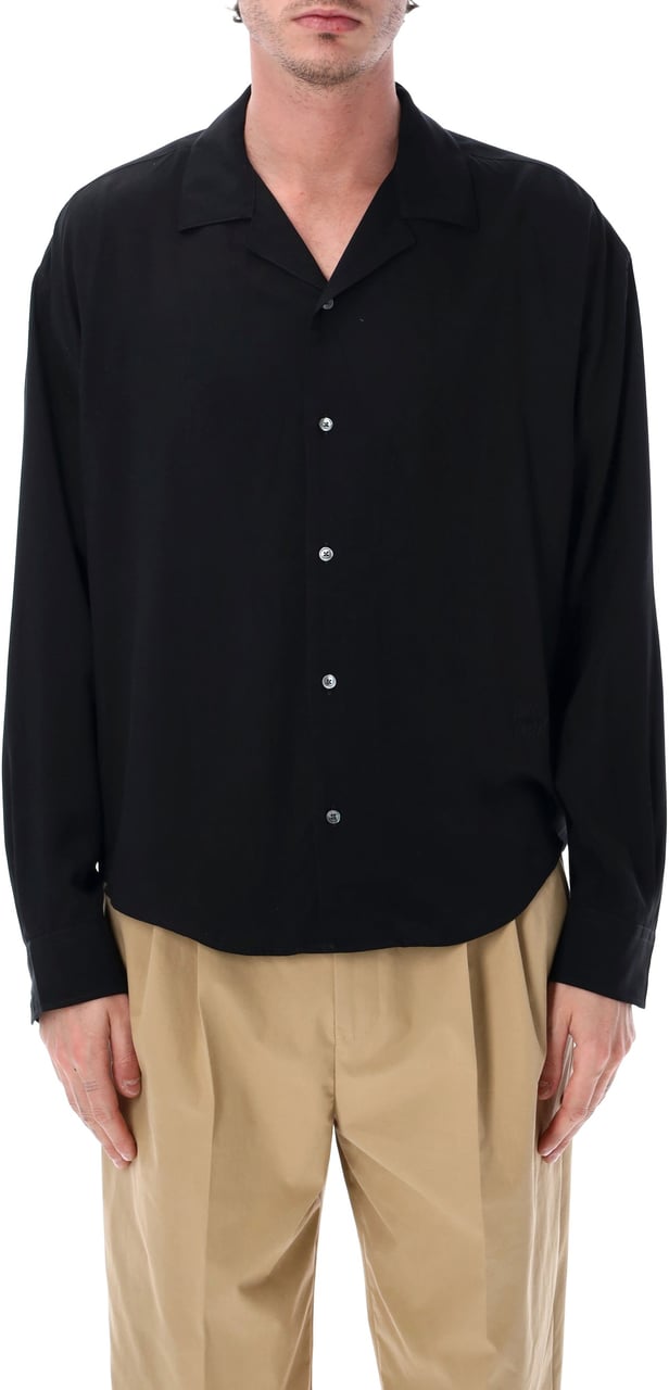 AMI Paris Silk L/S Shirt Nero Zwart