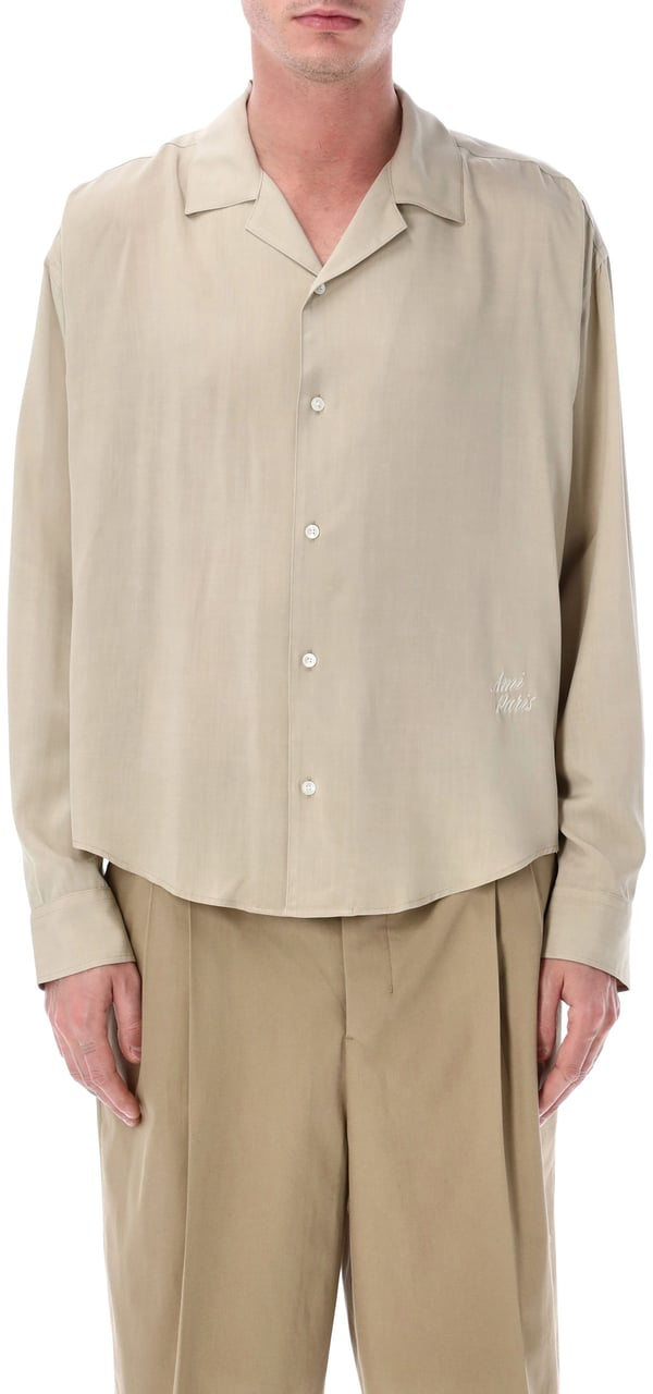 AMI Paris Silk L/S Shirt Caffe Cream Divers