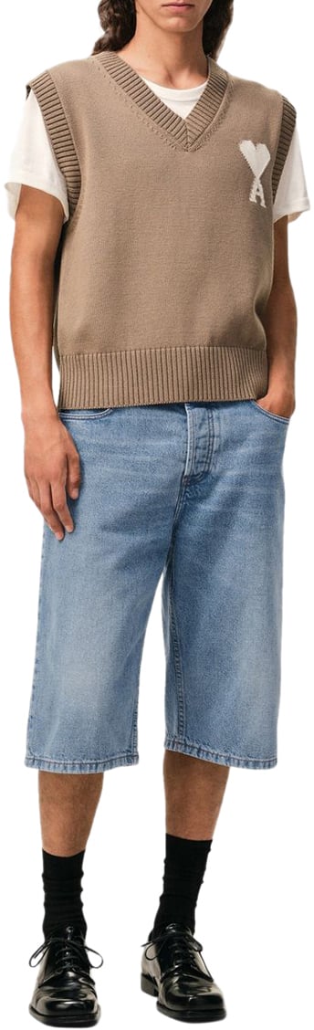 AMI Paris Shorts Denim Blauw