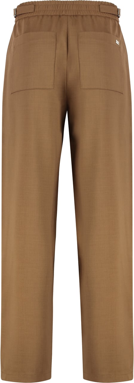 AMI Paris Elasticated wool twill trousers Neutraal