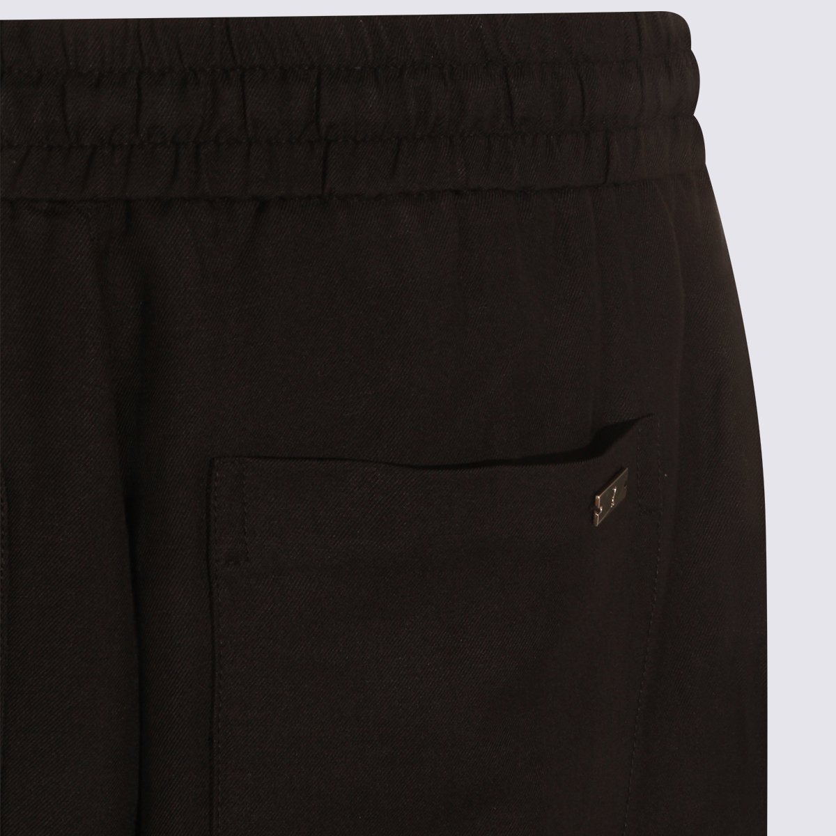AMI Paris Straight-Leg Trousers With Adjustable Waistband And Metallic Detail Zwart