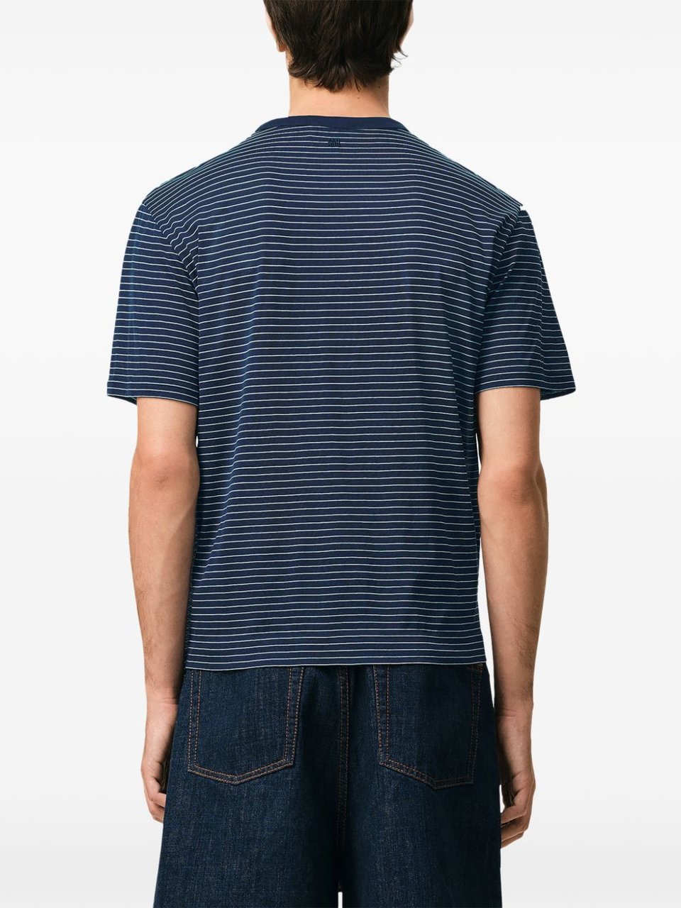AMI Paris T-Shirts And Polos Bleu/White Navy