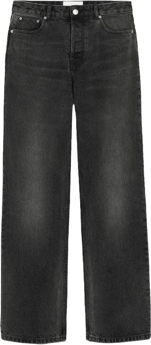 AMI Paris Grote jeans, zwart gewassen Donkergrijs
