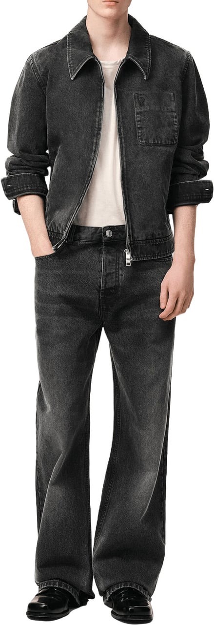 AMI Paris Grote jeans, zwart gewassen Donkergrijs