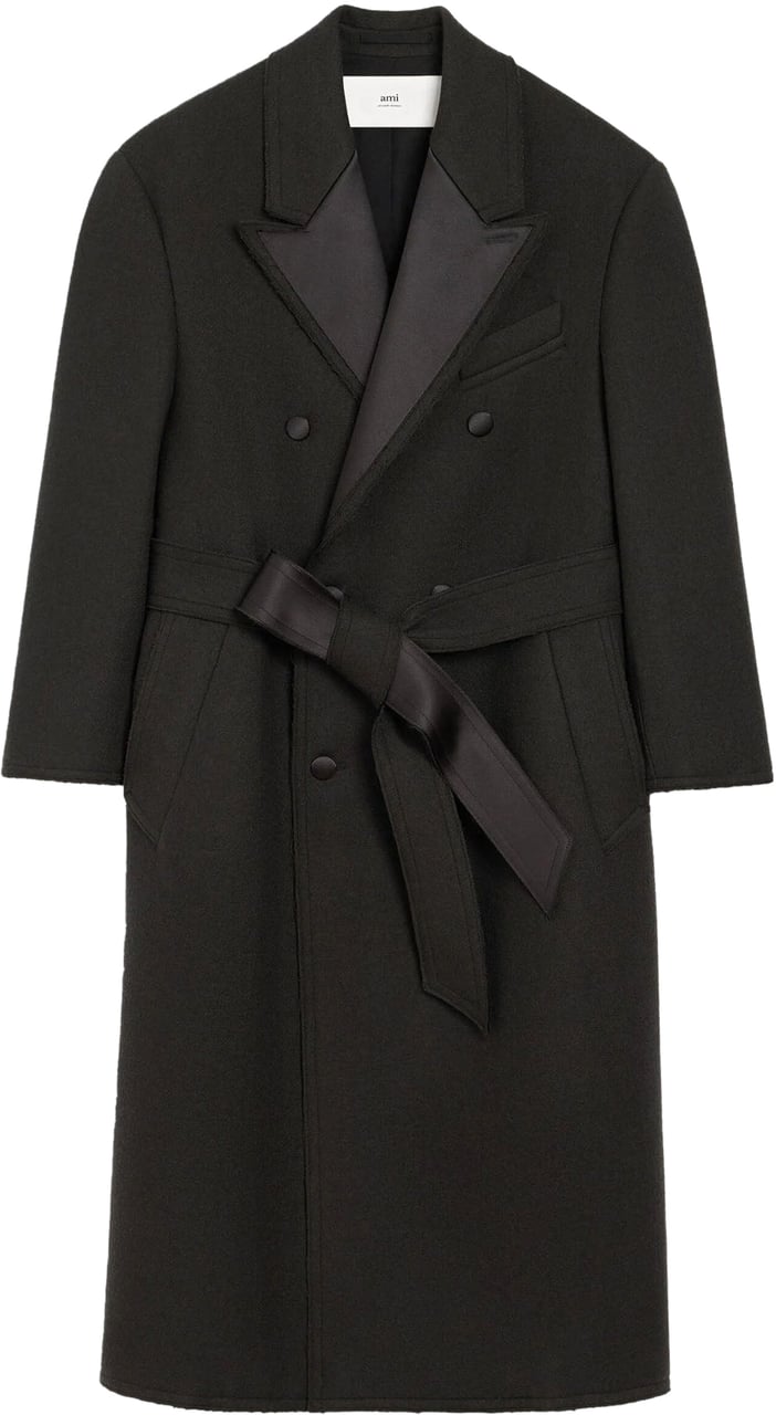 AMI Paris LONG COAT DARK GREY Grijs