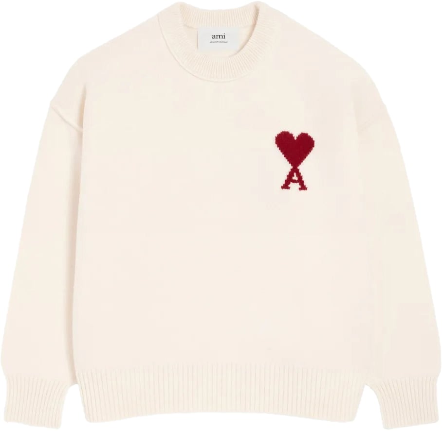 AMI Paris pull ami heart en maille intarsia Beige
