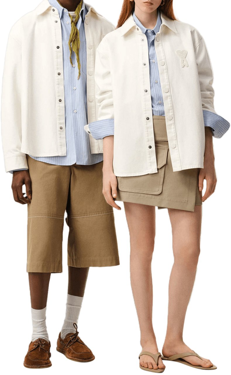 AMI Paris GEHAAKT OVERHEMD ADC CRÈME Wit