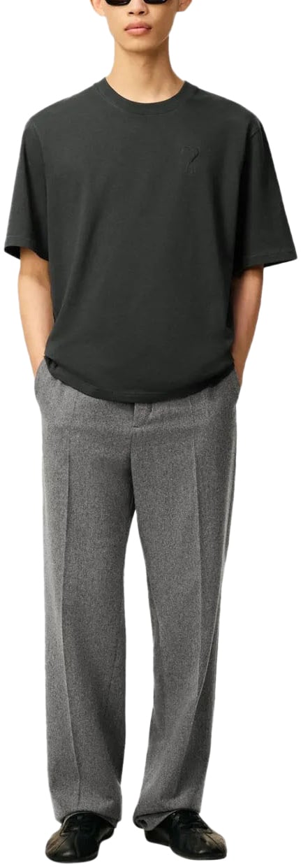 AMI Paris t shirt en coton a motif coeur embosse Grijs