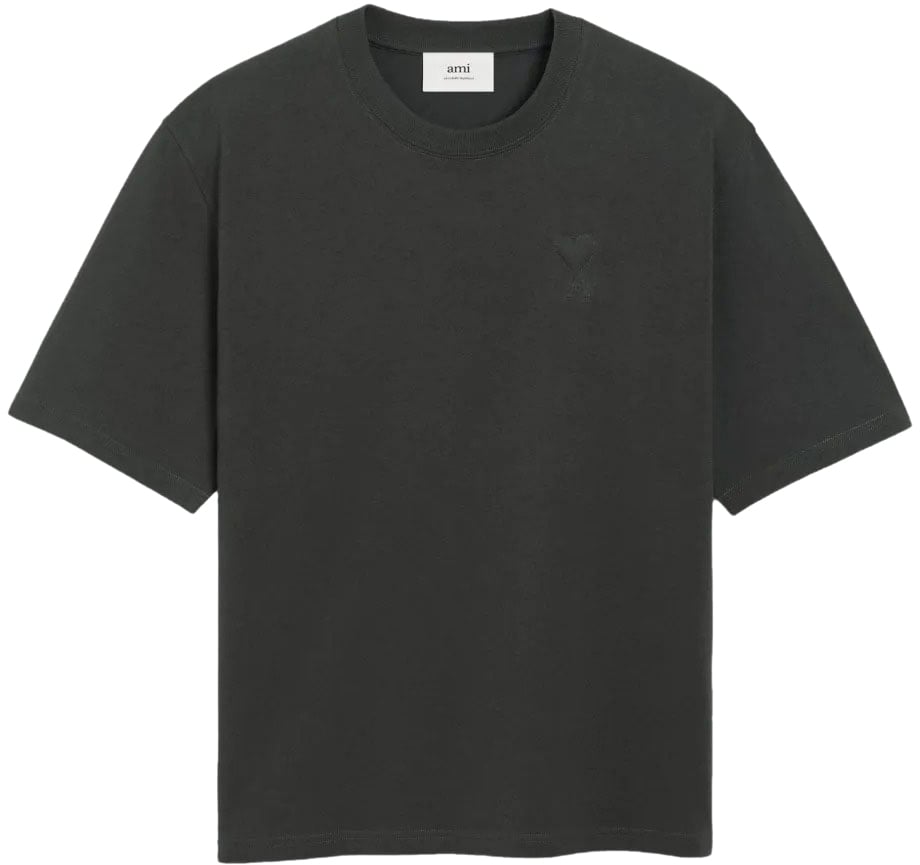 AMI Paris t shirt en coton a motif coeur embosse Grijs