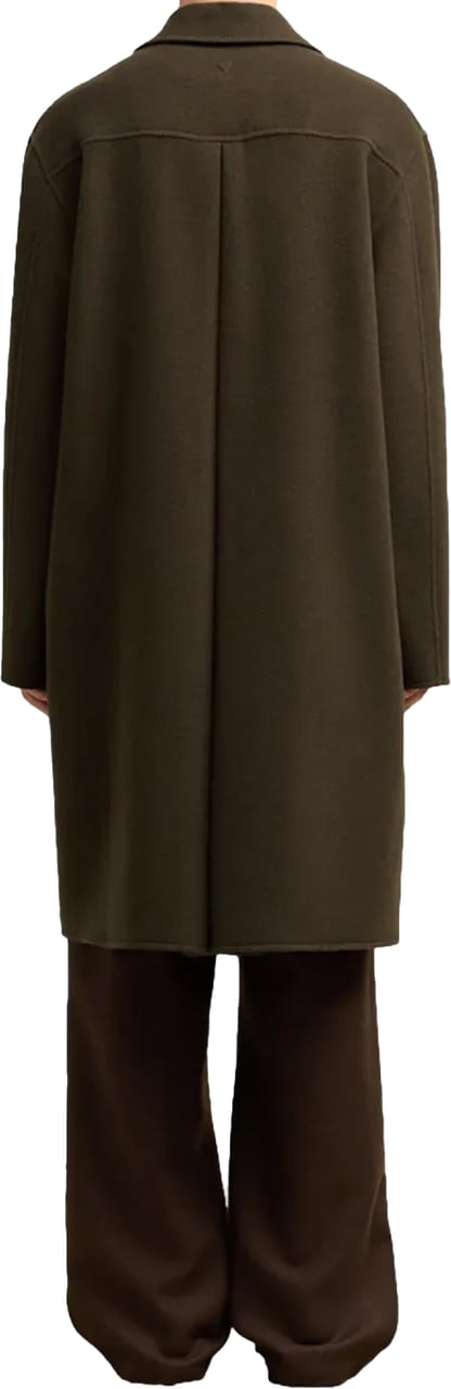 AMI Paris De Coeur Single-breasted Car Coat Bruin