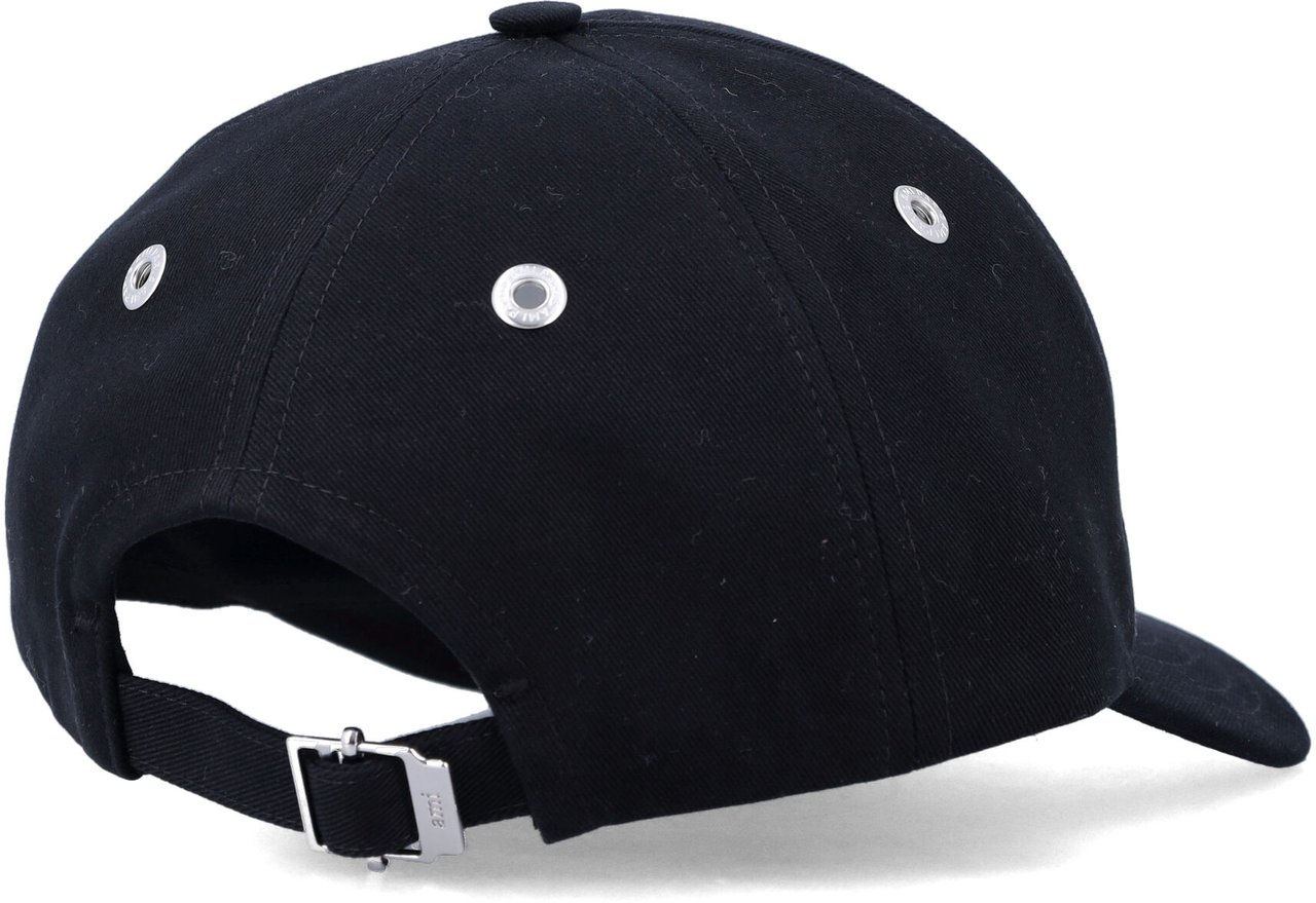 AMI Paris Black Ami De Coeur Embroidery Cap Nero Zwart