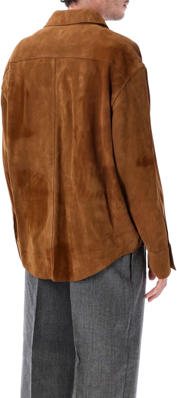 AMI Paris Overshirt Suede Tobacco Beige