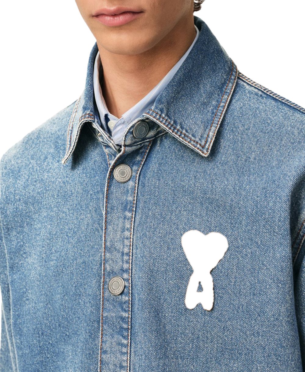 AMI Paris Shirts Clear Blue Blauw