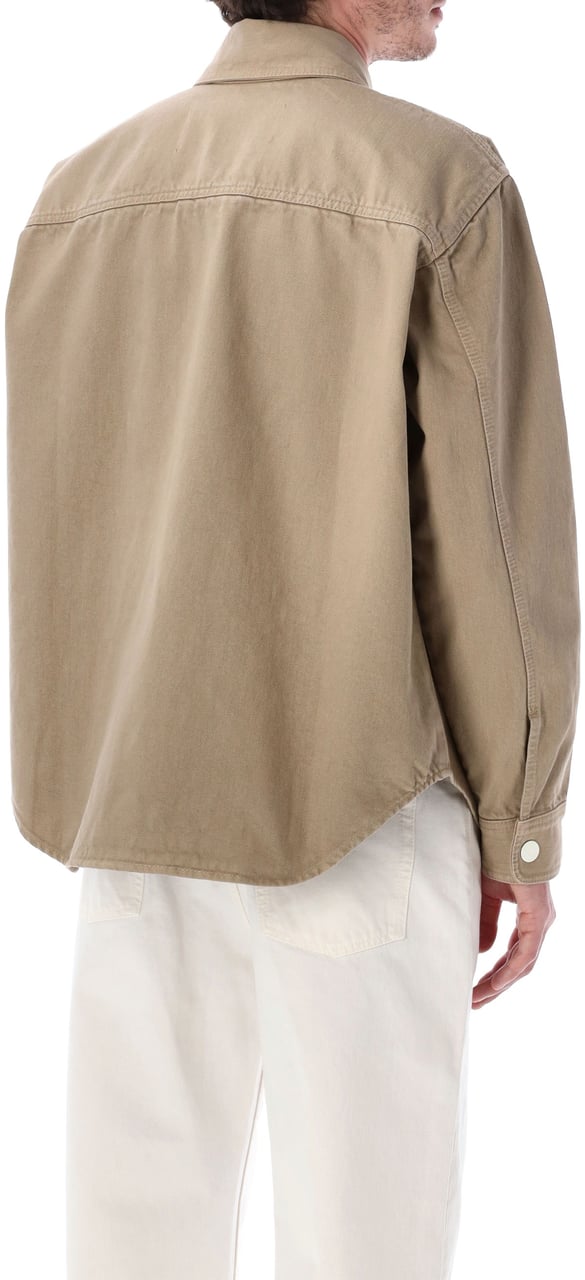 AMI Paris Denim Overshirt Beige Taupe Beige
