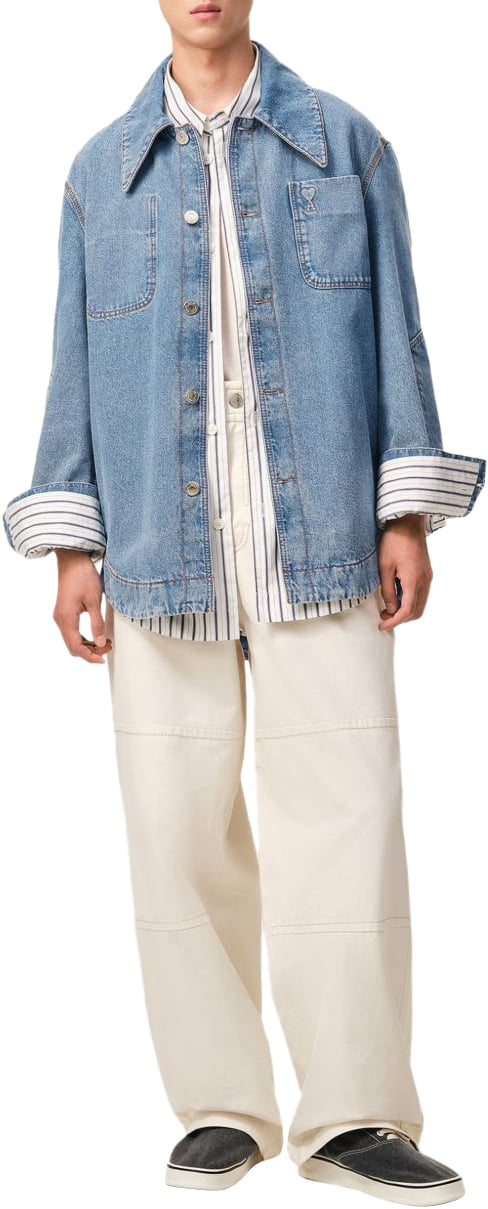 AMI Paris Shirts Denim Blauw