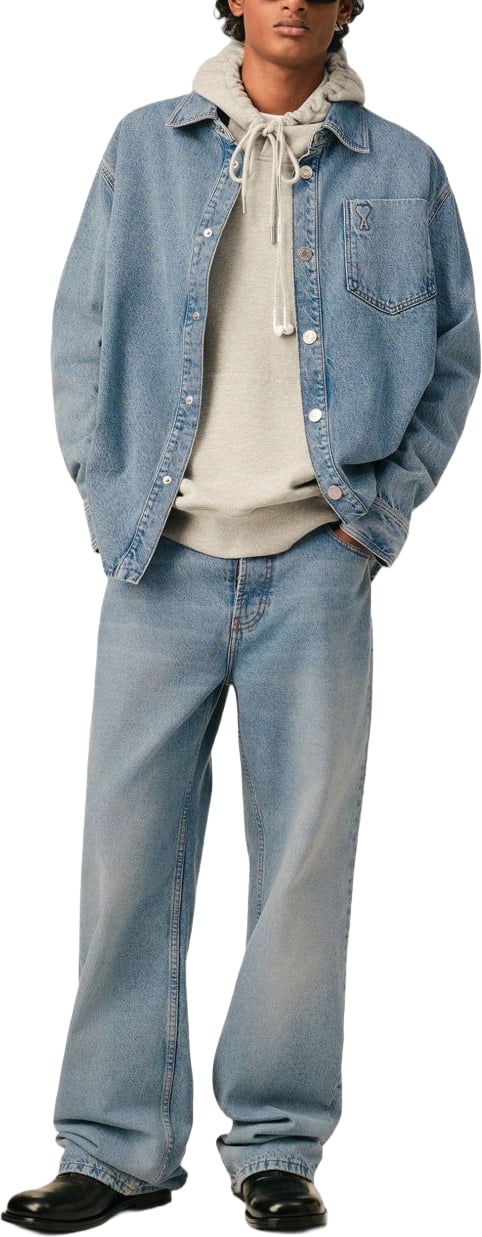 AMI Paris Shirts Light Blue Blauw
