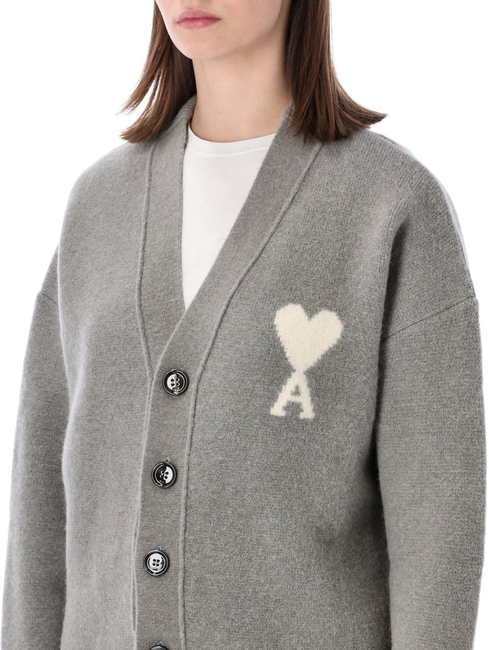 AMI Paris Quota -Ami De Coeur Cardigan Grigio Grijs