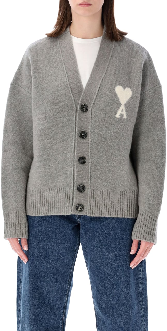 AMI Paris Quota -Ami De Coeur Cardigan Grigio Grijs