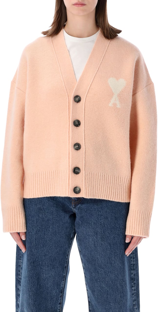 AMI Paris Quota -Ami De Coeur Cardigan Rosa Roze