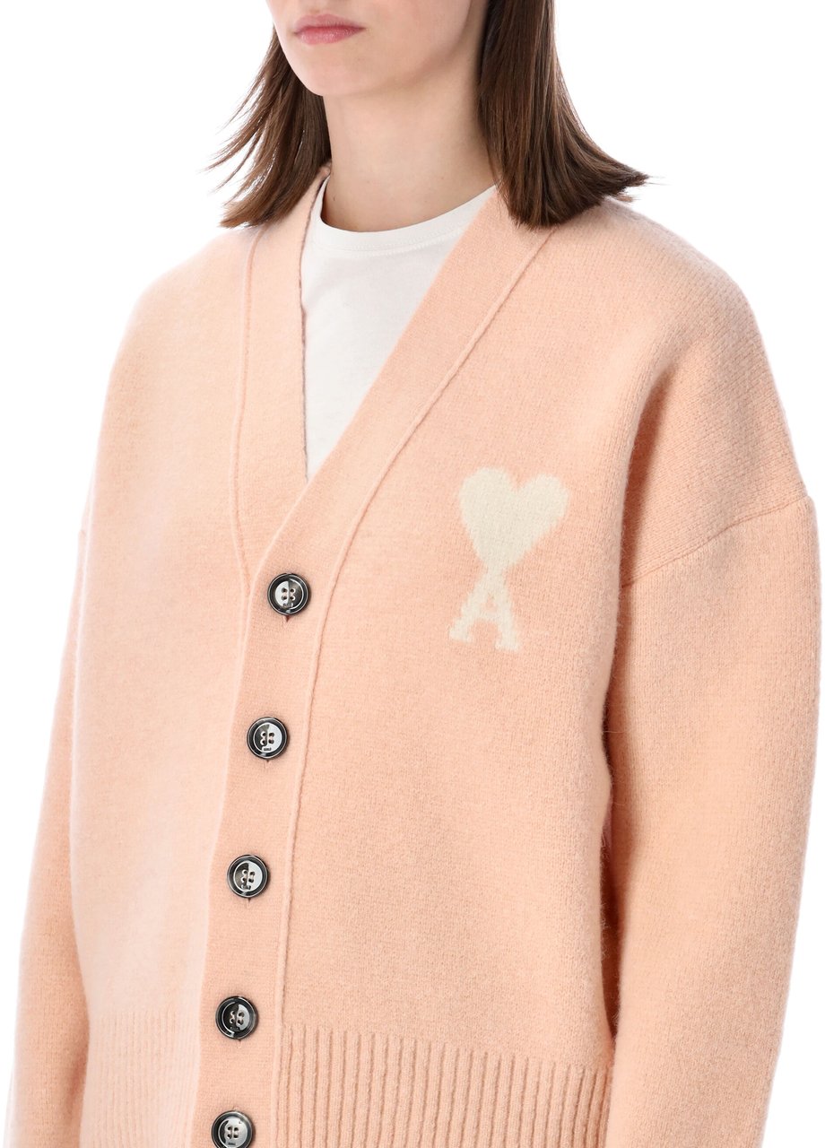AMI Paris Quota -Ami De Coeur Cardigan Rosa Roze