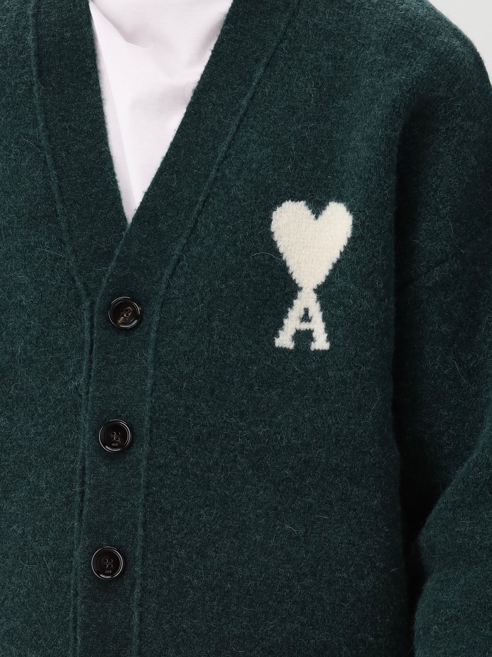 AMI Paris Gebreid Vest Groen Cardigan With Ami De Coeur Groen