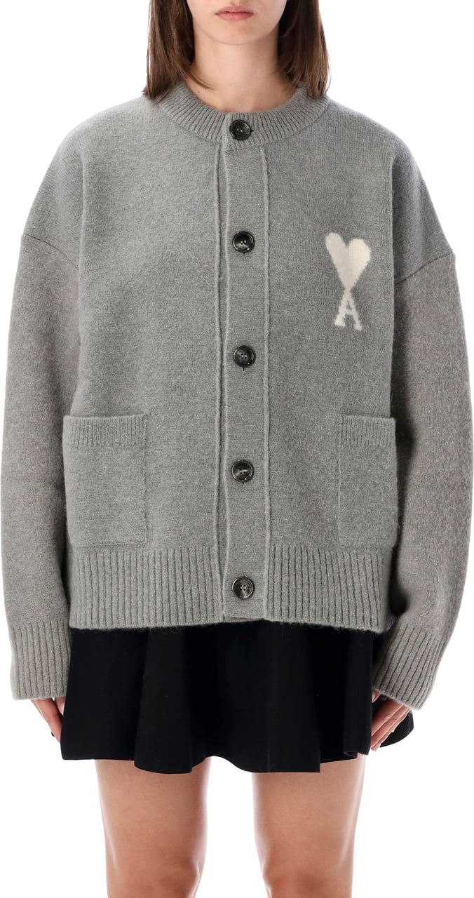 AMI Paris Crewneck Cardigan Grigio Grijs